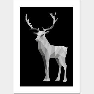 Grey Geometric Stag Posters and Art